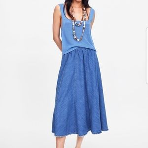 Zara blue sleeveless textured vest tank top square